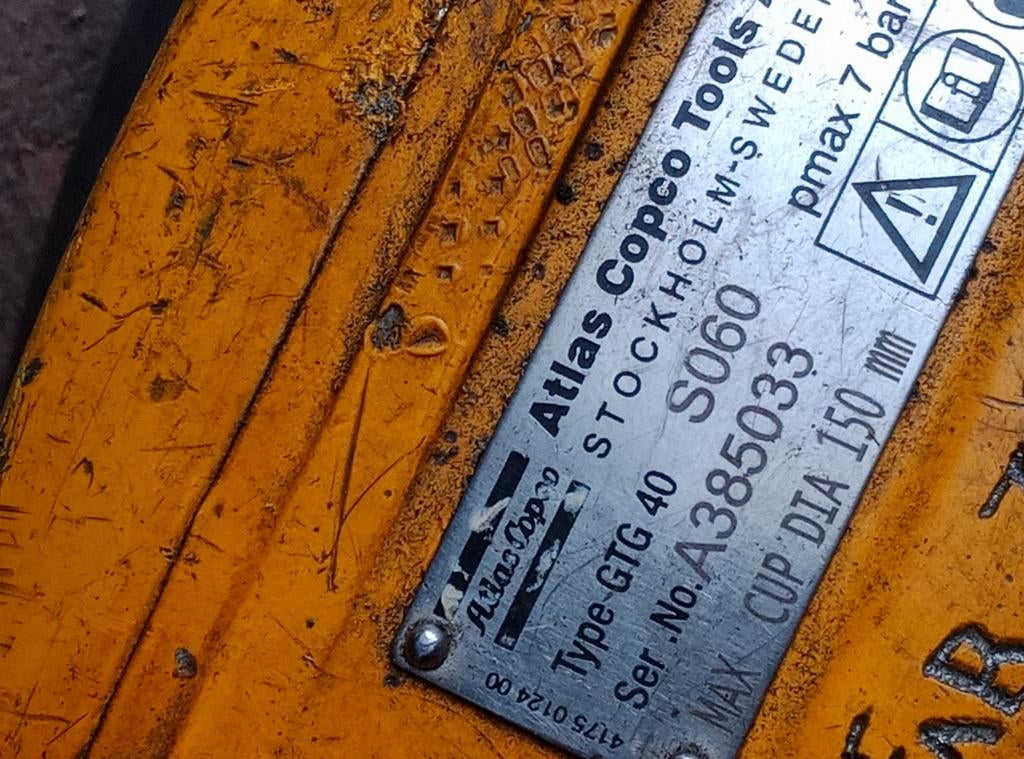 atlas copco pneumatische slijpers, Ophalen