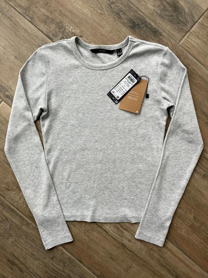 Vero Moda Chloe longsleeve top - S, Kleding | Dames, Topjes, Zo goed als nieuw, Maat 36 (S), Grijs, Lange mouw, Ophalen of Verzenden
