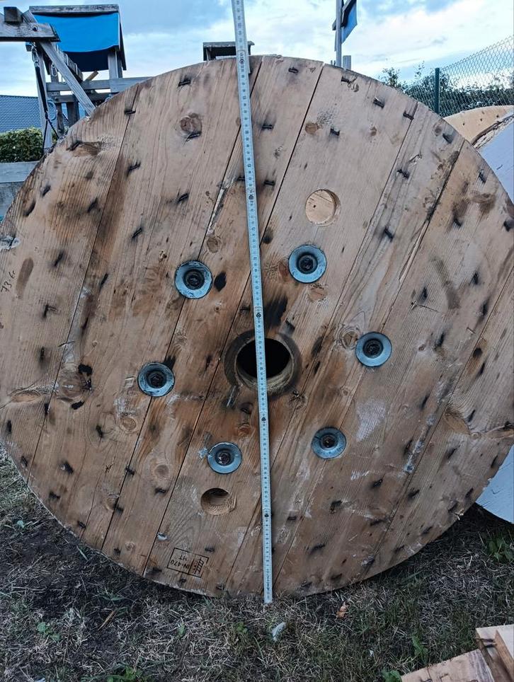 Houten bobijn 1m diameter, Doe-het-zelf en Bouw, Hout en Planken, Zo goed als nieuw, Ophalen