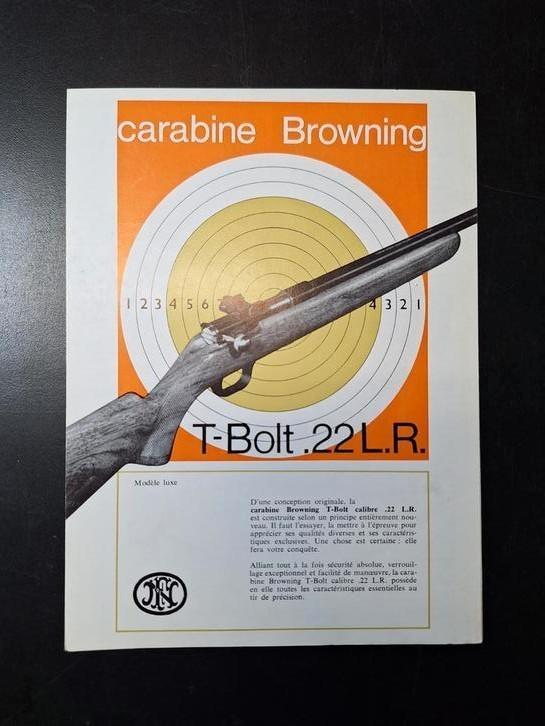 Brochure FN Herstal 1967 karabijn T-bolt 22 LR, Sport en Fitness, Schietsport-accessoires, Zo goed als nieuw, Ophalen of Verzenden