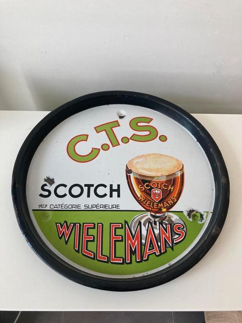 C.T.S. scotch Wielemans emaille plateau, Verzamelen, Biermerken, Gebruikt, Ophalen of Verzenden