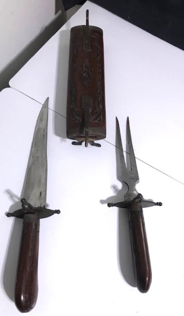 Mes Vork Antiek houten koker handgemaakt 🤗😎💑🎁👌, Antiek en Kunst, Curiosa en Brocante, Ophalen of Verzenden