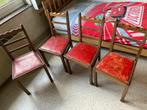 4 Vintage stoelen jaren 70, Huis en Inrichting, Stoelen, Vier, Gebruikt, Hout, Ophalen