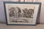 Mooie Ets / Vernimou 'Bos en Weide' - Henk Horward, Antiek en Kunst, Kunst | Etsen en Gravures, Ophalen of Verzenden
