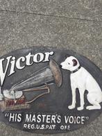 Plaque , fronton en fonte patinée his master's voice (gramop, Collections, Enlèvement ou Envoi, Comme neuf