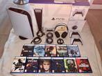 Playstation 5 825GB + 2 manettes + casque 3D pulse + 11 jeux, Enlèvement, Comme neuf, Playstation 5