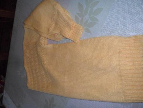 Gele handgebreide trui met ajourboord, Kleding | Dames, Truien en Vesten, Zo goed als nieuw, Maat 46/48 (XL) of groter, Geel, Ophalen