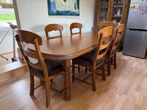Eettafel + 6 stoelen + kast, Huis en Inrichting, Complete eetkamers, Zo goed als nieuw, 4 tot 6 stoelen, Ophalen
