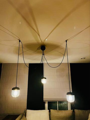 Hanglamp voor salon met 3 glazen bollen