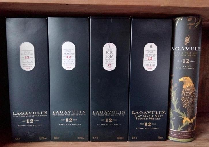Lagavulin 12Y: 2014,2015,2016,2018,2019 (Whisky), Collections, Vins, Enlèvement ou Envoi