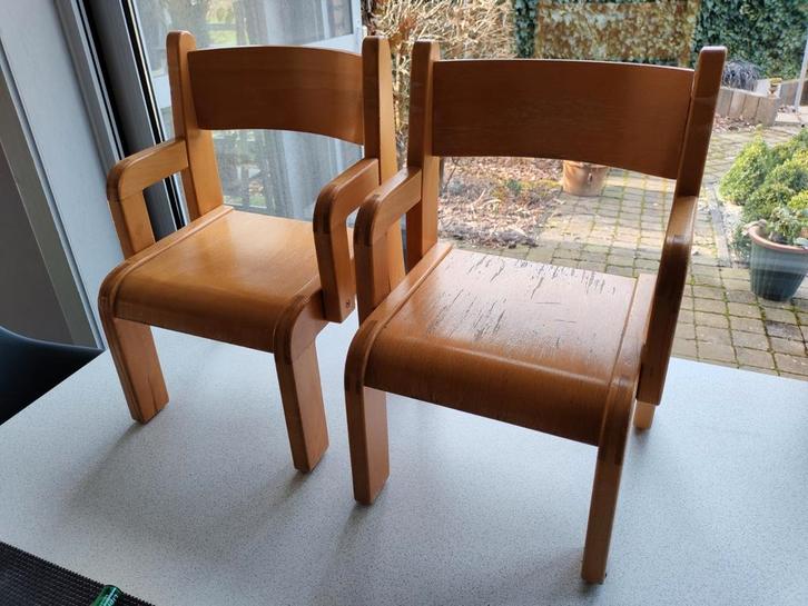 Wesco houten kinderstoelen met armleuning, Huis en Inrichting, Stoelen, Gebruikt, Hout, Ophalen