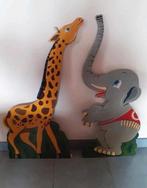houten giraffe en olifant decoratie dieren, Gebruikt, Ophalen