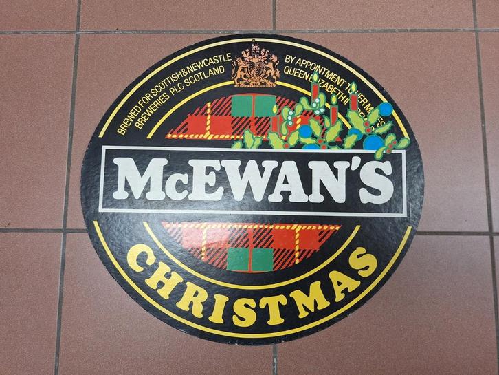 Reclame bord 1987 Mc Ewans Christmas dubbelzijdig, Verzamelen, Merken en Reclamevoorwerpen, Gebruikt, Reclamebord, Ophalen of Verzenden