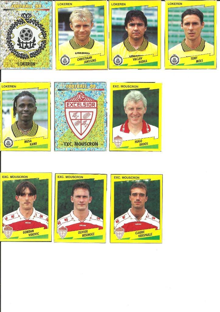 Panini Football 98 - Lokeren - Moeskroen/Mouscron - recup, Hobby en Vrije tijd, Stickers en Plaatjes, Gebruikt, Meerdere stickers