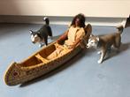 Indian canoe mattel 1975 met indiaan en 2 honden set, Ophalen of Verzenden