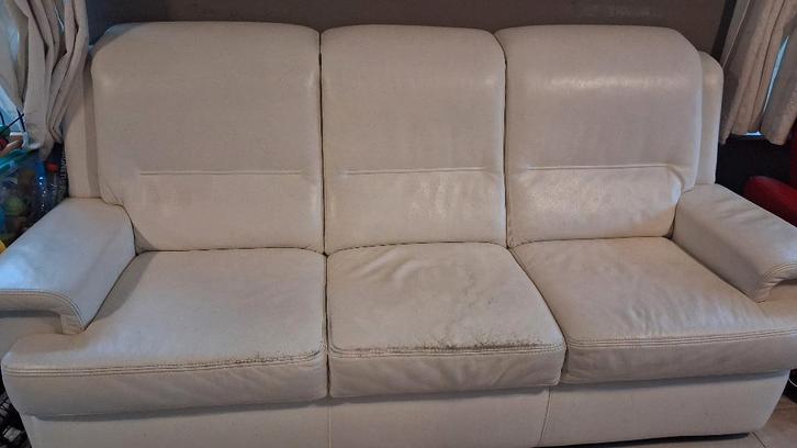 Salon leder gratis moet dringend weg, Huis en Inrichting, Zetels | Complete zithoeken, Gebruikt, Leer, Ophalen