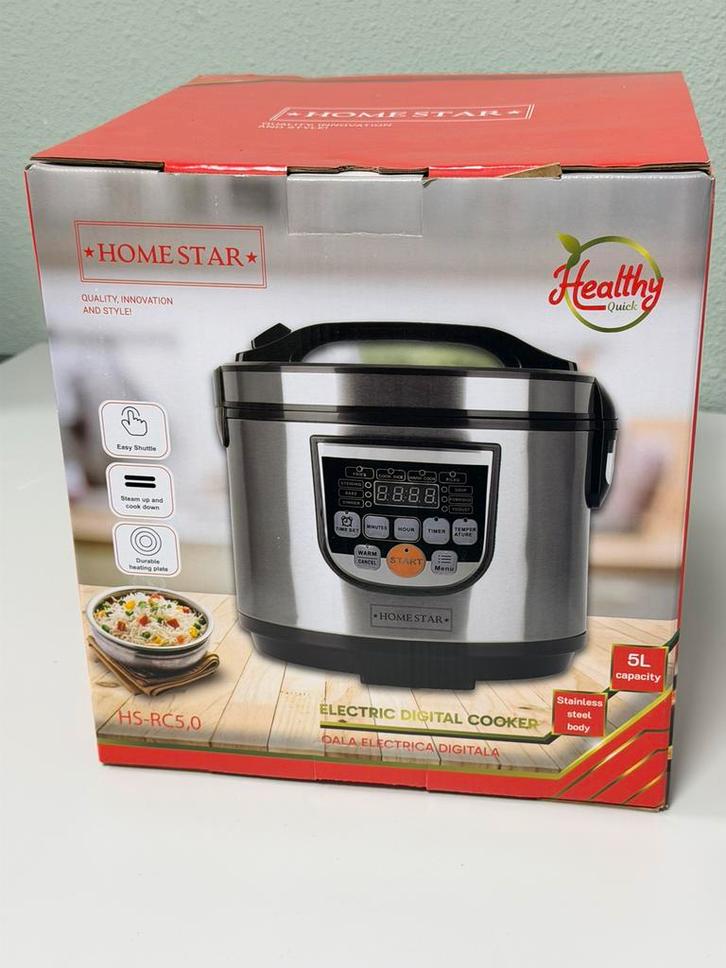 Homestar HS-RC5.0 Digitale Multicooker – 5L – RVS – Nieuw, Elektronische apparatuur, Slowcookers, Nieuw, Timer, Vaatwasmachinebestendig