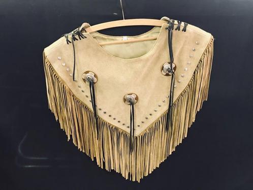 Western poncho met franjes – suède – Maat S - Festivalkledij, Kleding | Dames, Topjes, Nieuw, Maat 36 (S), Overige kleuren, Zonder mouw