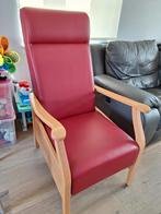 Rode lederen fauteuil, Huis en Inrichting, Fauteuils, Ophalen, Zo goed als nieuw