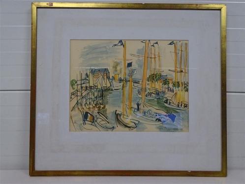 A5255 Raoul Dufy - Orginele - Port de Deauville, Antiek en Kunst, Kunst | Schilderijen | Klassiek, Ophalen of Verzenden