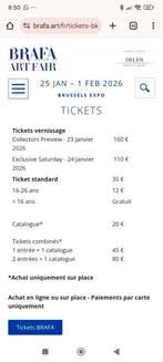 Brafa art fair billet d'entrée, Tickets & Billets, Trois personnes ou plus