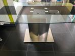 Table en verre pied Inox, 50 tot 100 cm, 150 tot 200 cm, Moderne, Zo goed als nieuw