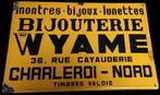 emaille "Bijouterie Wyame" Charleroi. uit 1972, Reclamebord, Gebruikt, Ophalen of Verzenden, Be