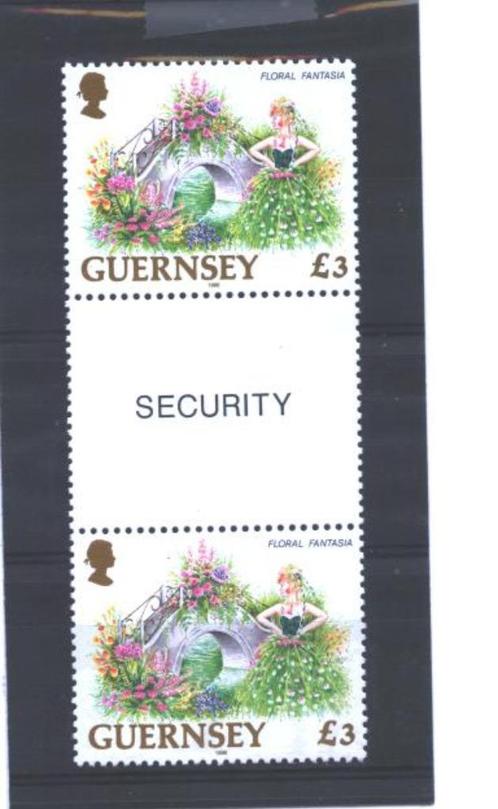 Guernsey 1996 £ 3 gutterpair Bloemen **, Postzegels en Munten, Postzegels | Thematische zegels, Postfris, Dier of Natuur, Verzenden