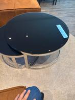 Ronde salontafel zwart glas, Ophalen, Zo goed als nieuw, Glas
