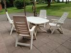 table de jardin en pvc, 4 chaises,, 1 hocker -marque Hartman, Jardin & Terrasse, Chaises de jardin, Synthétique, Ajustable, Enlèvement