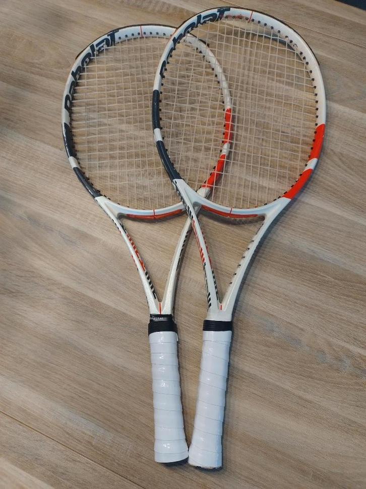 2 tennisrackets Babolat Pure Strike 100, Sport en Fitness, Tennis, Gebruikt, Racket, Babolat, L00, Ophalen of Verzenden