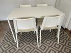 Eettafel + 4 stoelen (Lichte gebruikerssporen), 50 tot 100 cm, 100 tot 150 cm, Metaal, Gebruikt