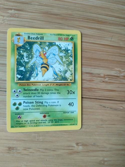 carte dardagnan beedrill, set de base 1999, 17/102, Hobby & Loisirs créatifs, Jeux de cartes à collectionner | Pokémon, Utilisé