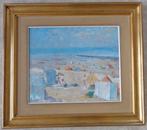 JAN HUET / STRANDZICHT / OLIEVERF PAPIER / 80x90cm KADER SIG, Ophalen