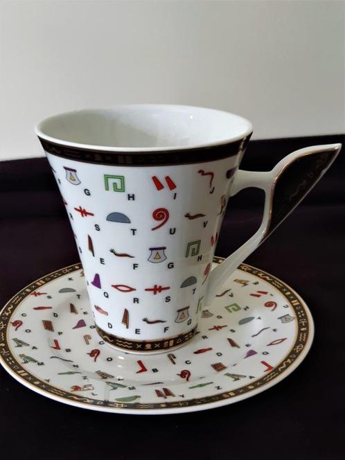 Fathi Mamoud Limoges - koffiekop en bord in porselein, Antiek en Kunst, Antiek | Porselein, Ophalen of Verzenden