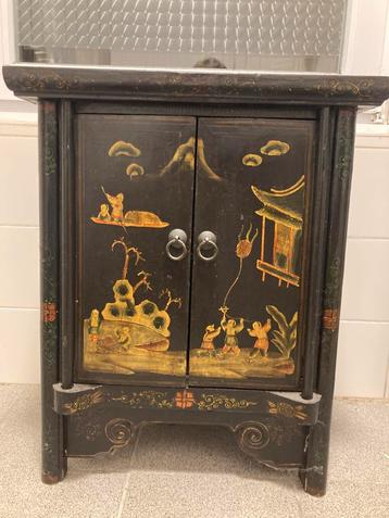 Vintage zwart chinees kastje, Antiek en Kunst, Antiek | Meubels | Kasten, Ophalen