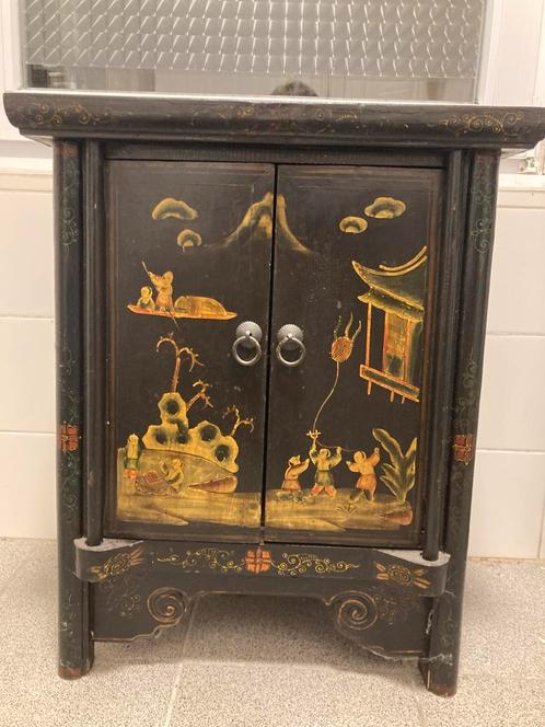 Vintage zwart chinees kastje, Antiek en Kunst, Antiek | Meubels | Kasten, Ophalen