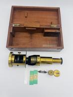 Messing reismicroscoop - eind 19e eeuw - in doos - met, Ophalen
