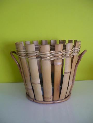 prachtige vintage bamboe cache-pot / bloempot