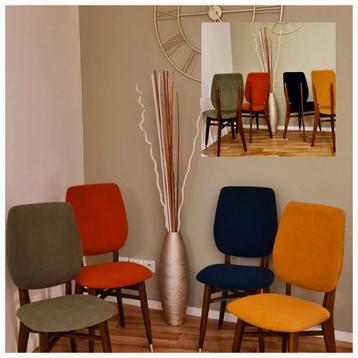 Chaises vintage retro tissus côtelé salle à manger salon bur