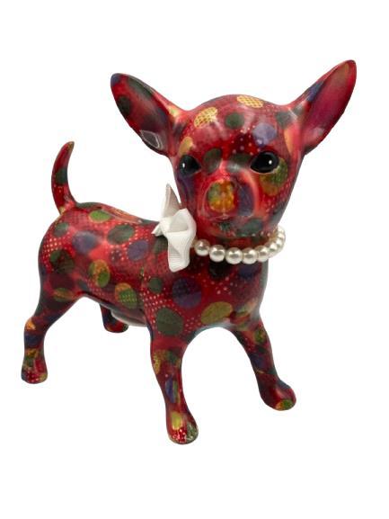 Pomme-Pidou design spaarpot hond – rood met stippen, Verzamelen, Beelden en Beeldjes, Gebruikt, Dier, Ophalen of Verzenden