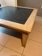 Table de salon chêne massif et marbre noir, Maison & Meubles, 50 à 100 cm, Chêne, 50 à 100 cm, Utilisé