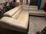 Beige lederen hoeksalon, Huis en Inrichting, Zetels | Zetels, Ophalen, Gebruikt, Hoekbank, 300 cm of meer