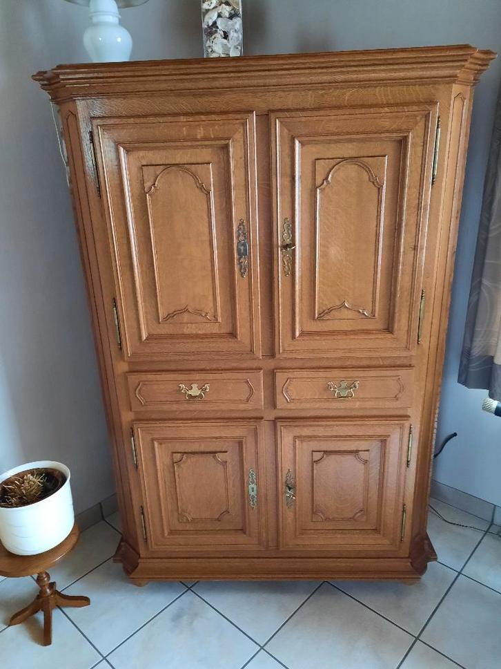 Massief eiken kast, Maison & Meubles, Armoires | Mobilier de télévision, Utilisé, 100 à 150 cm, 100 à 150 cm, 50 à 75 cm, Chêne