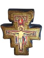 Crucifix de Saint-Damien, bord doré à la main. Mid Century, Enlèvement ou Envoi