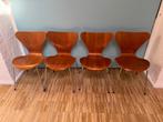 4 x Fritz Hansen vlinderstoel houtfineer Arne Jacobsen, Huis en Inrichting, Stoelen, Ophalen, Design klassieker, Gebruikt, Bruin