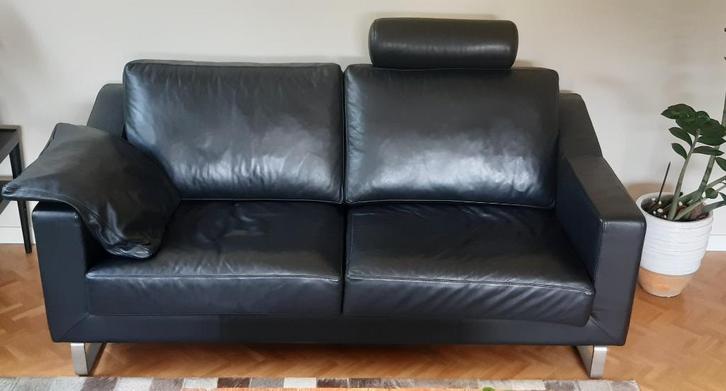 MOET DIT WEEKEND WEG! Lederen zetel, 2-zit,designmerk Leolux, Huis en Inrichting, Zetels | Zetels, Gebruikt, Rechte bank, Tweepersoons
