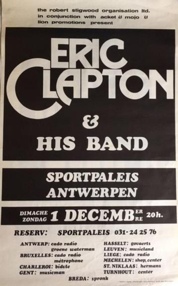 Palais des sports Vintage Eric Clapton 1974, Enlèvement, Comme neuf, Affiche, Œuvre d'art ou Peinture