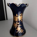 Donkerblauw kobalt vaas met goud 24 karaat, Ophalen of Verzenden