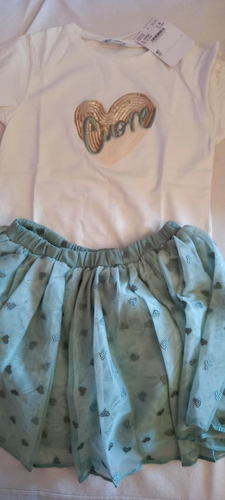 NIEUW set Mayoral: wit T-shirt mintkleurige rok maat 128, Kinderen en Baby's, Kinderkleding | Maat 128, Nieuw, Meisje, Setje, Ophalen of Verzenden